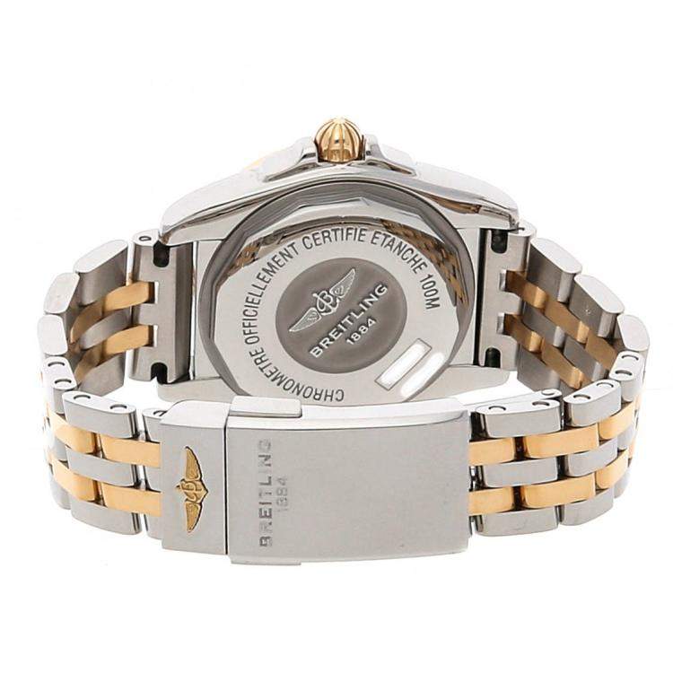 Pre Owned Breitling White Diamonds 18K Yellow Gold And Stainless Steel Galactic Sleek Edition C7133012/A803 Women's Wristwatch 32 MM