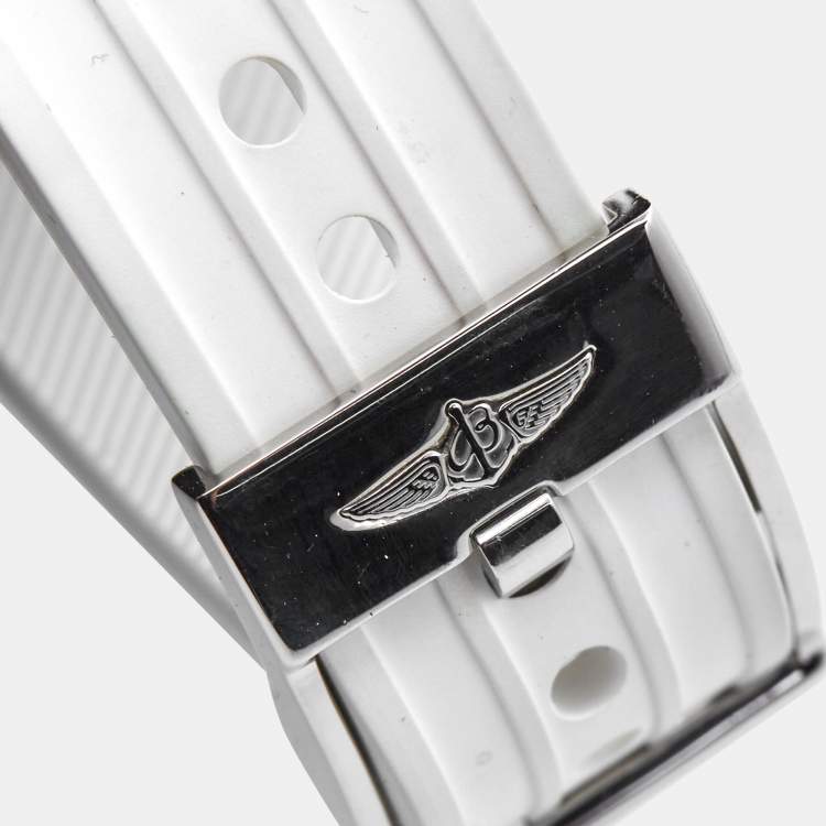 Pre Owned Breitling White Stainless Steel Rubber Superocean II A17312D2 Women's Wristwatch 36 mm