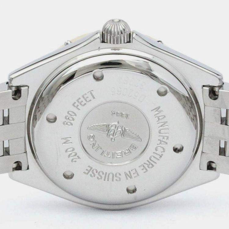 Pre Owned Breitling White 18k Yellow Gold And Stainless Steel Lady J D52065 Quartz Women's Wristwatch 30 mm