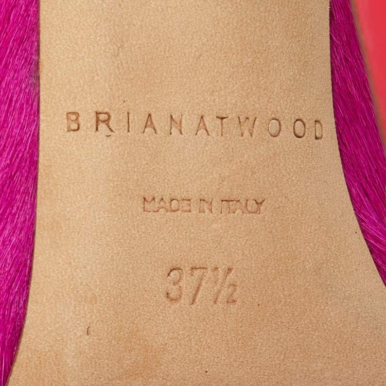 Pre Owned Brian Atwood Pink Calf Hair and Patent Leather Stellah Pumps Size 37.5
