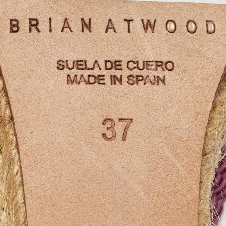 مملوكة مسبقًا Brian Atwood Pink/Purple Water Snakeskin Leather Wedge Pumps Size 37