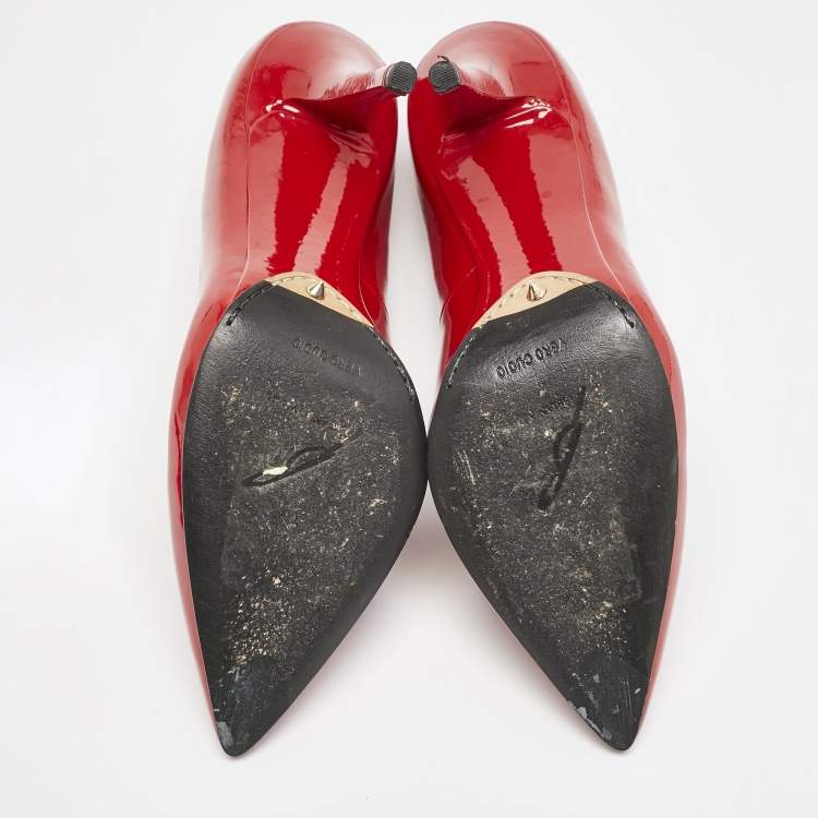 Pre Owned Brian Atwood Red Patent Leather Pointed Toe Pumps Size 39