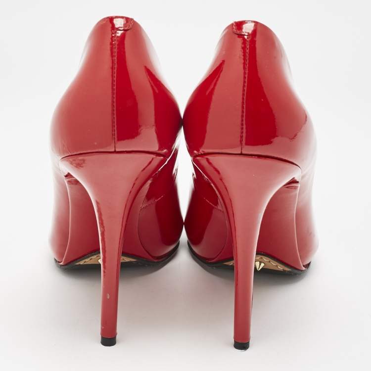 Pre Owned Brian Atwood Red Patent Leather Pointed Toe Pumps Size 39