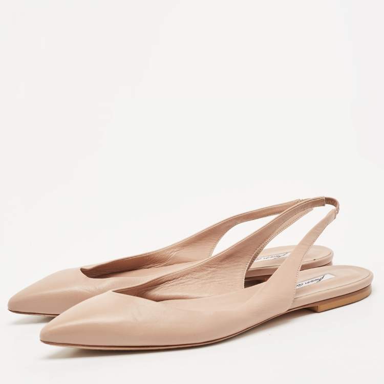 Pre Owned Brian Atwood Beige Leather Slingback Sandals Size 39