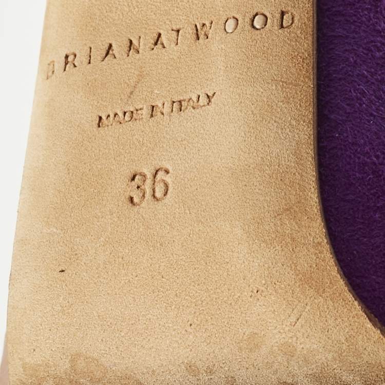 Pre Owned Brian Atwood Purple Suede Platform Open Toe Pumps Size 36