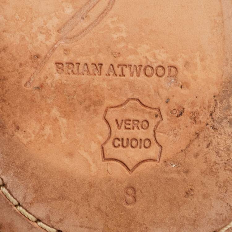 Pre Owned Brian Atwood Size 38.5 Silver Metallic Lurex Fabric Leopard Print Pumps