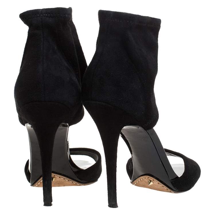 Pre Owned Brian Atwood Black Suede Correns Ankle Cuff Sandals Size 36.5