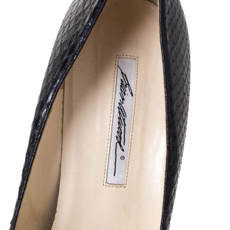 Pre Owned Brian Atwood Black Python Embossed Leather Platform Pumps Size 40