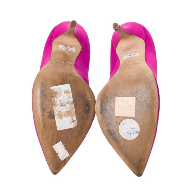 Pre Owned Brian Atwood Fuchsia Satin Besame Pumps Size 37