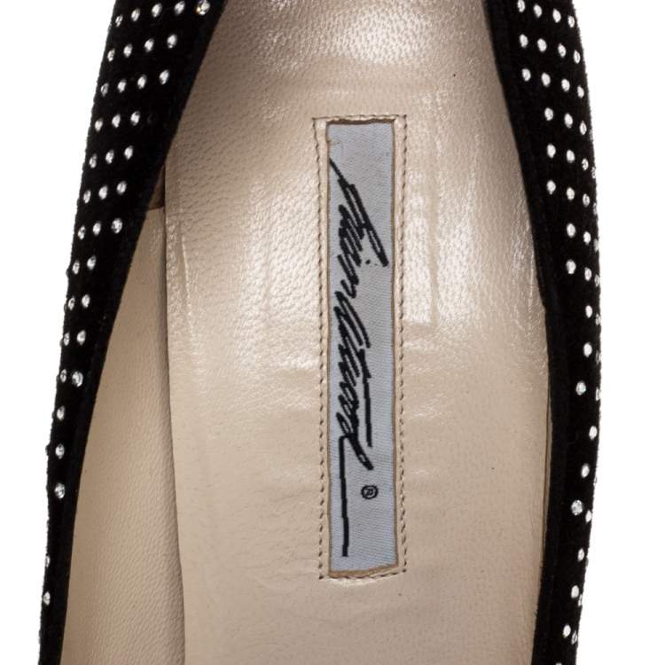 Pre Owned Brian Atwood Black Suede Crystal Embellished Tori Strass Pumps Size 40