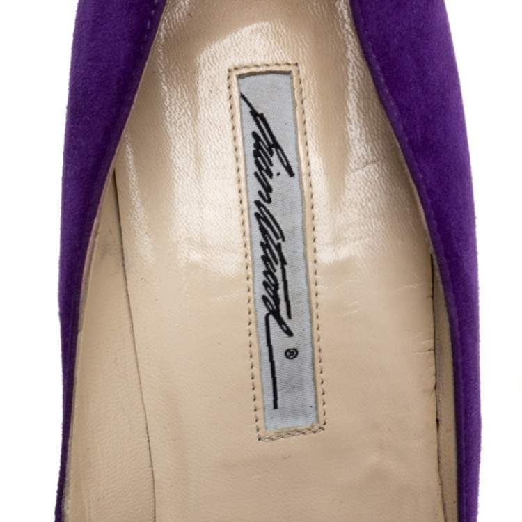 Pre Owned Brian Atwood Purple Suede Hidden Platform Pumps Size 40