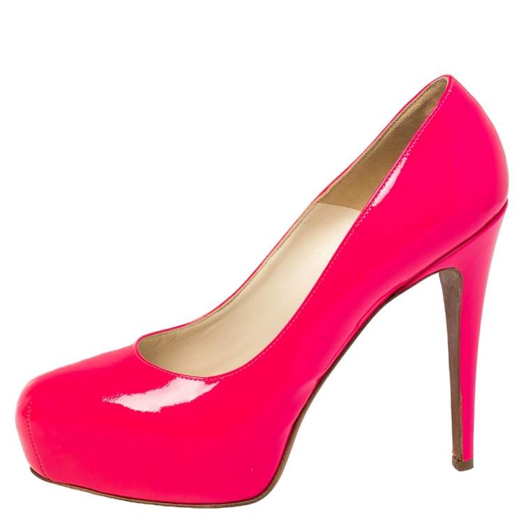 Pre Owned Brian Atwood Pink  Patent Leather Platform  Pumps Size 38.5