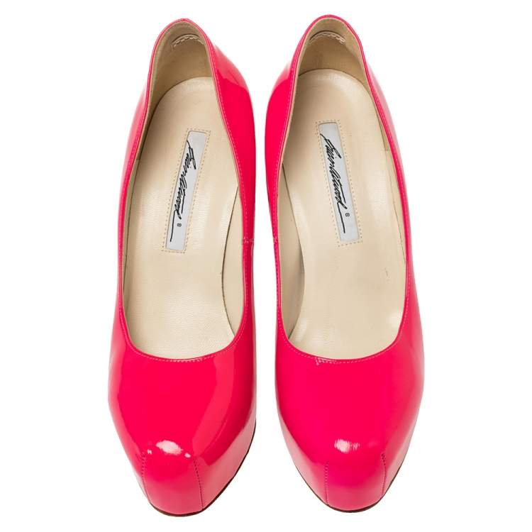 Pre Owned Brian Atwood Pink  Patent Leather Platform  Pumps Size 38.5
