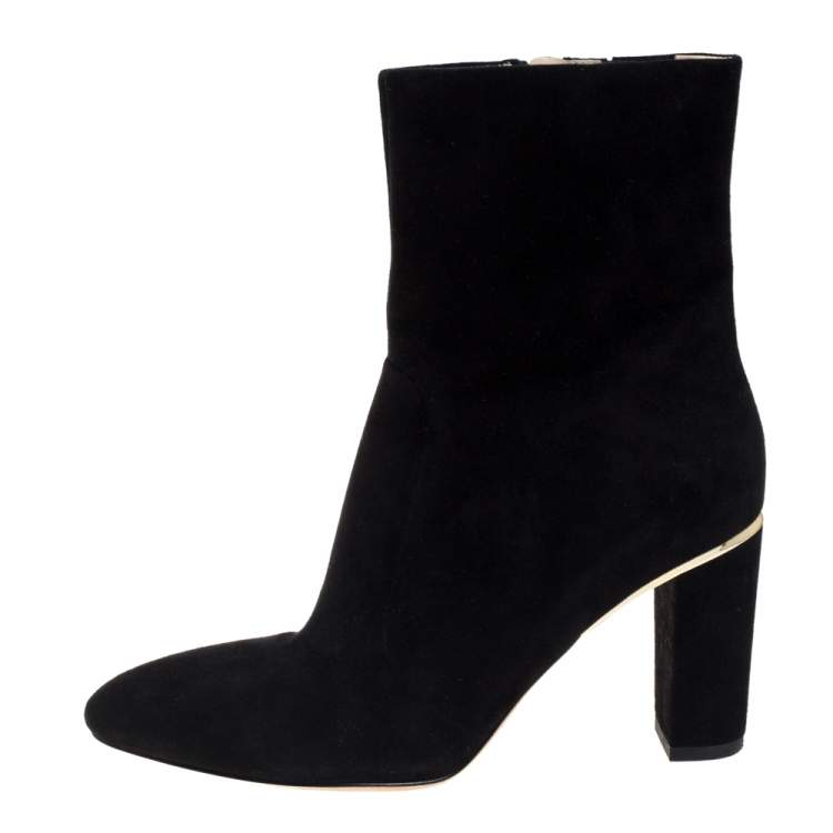 Pre Owned Brian Atwood Black Suede Zipper Detail Boots Size 39