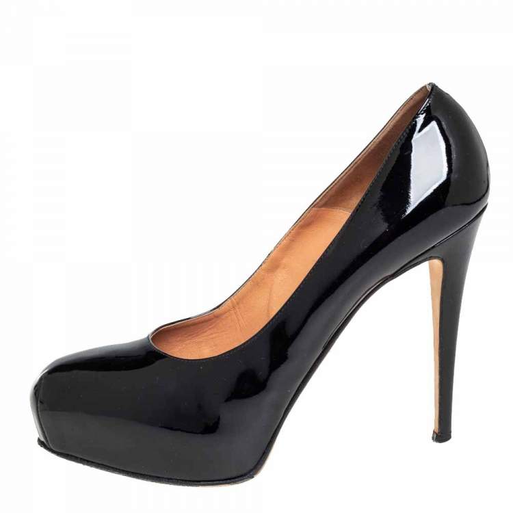Pre Owned Brian Atwood Black Patent Leather Platform Pumps Size 42