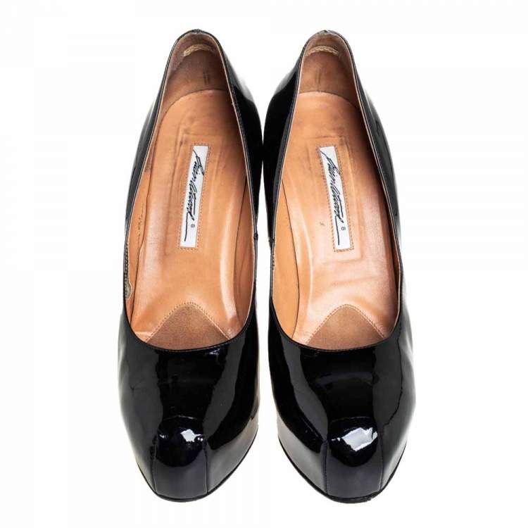 Pre Owned Brian Atwood Black Patent Leather Platform Pumps Size 42