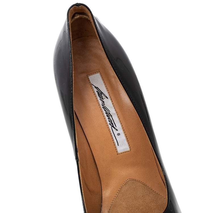 Pre Owned Brian Atwood Black Patent Leather Platform Pumps Size 40