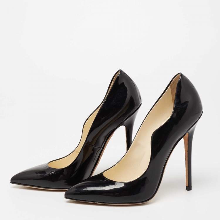 Pre Owned Brian Atwood Black Patent Leather Pointed Toe Pumps Size 38