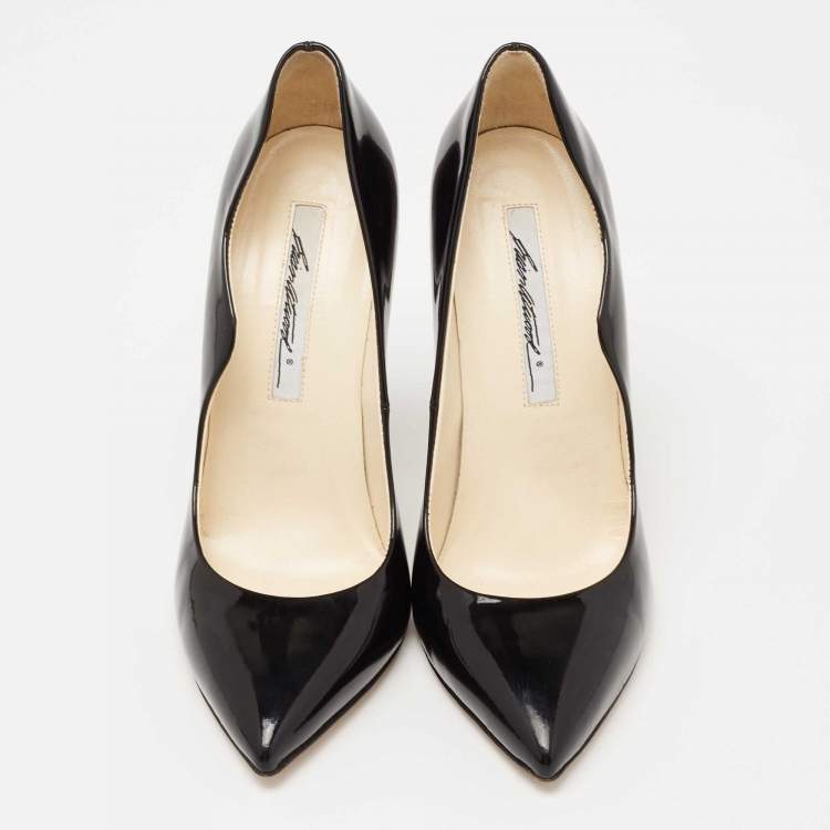 Pre Owned Brian Atwood Black Patent Leather Pointed Toe Pumps Size 38