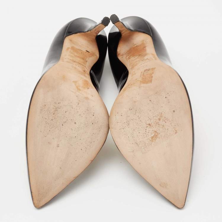 Pre Owned Brian Atwood Black Patent Leather Pointed Toe Pumps Size 38