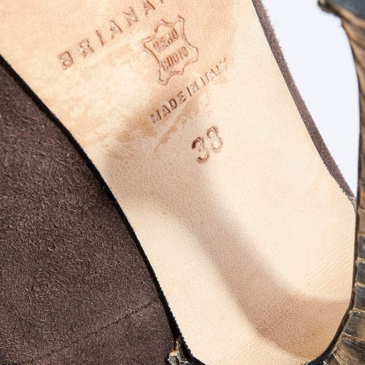 Pre Owned Brian Atwood Brown Suede Platform Pumps 38