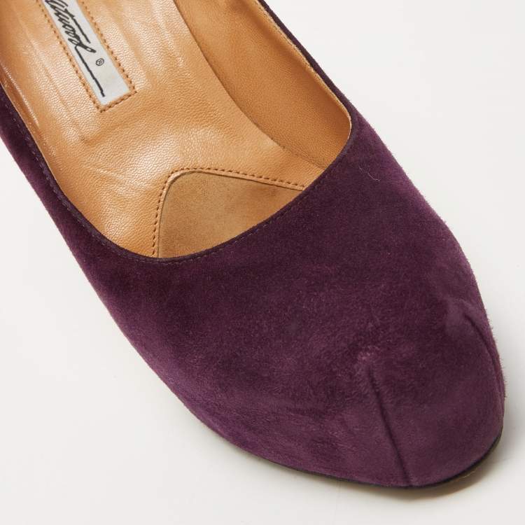 Pre Owned Brian Atwood Purple Suede Maniac Platform Pumps Size 38.5