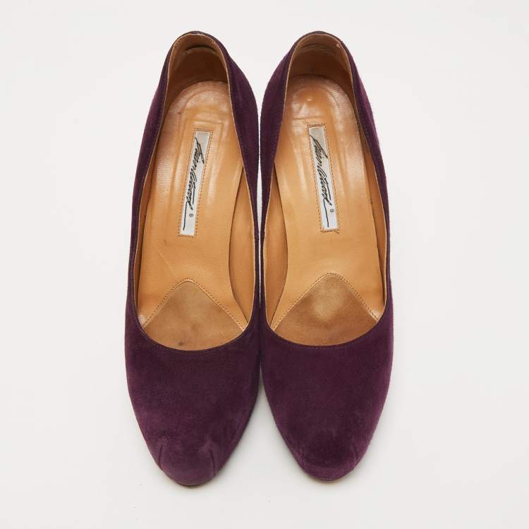 Pre Owned Brian Atwood Purple Suede Maniac Platform Pumps Size 38.5