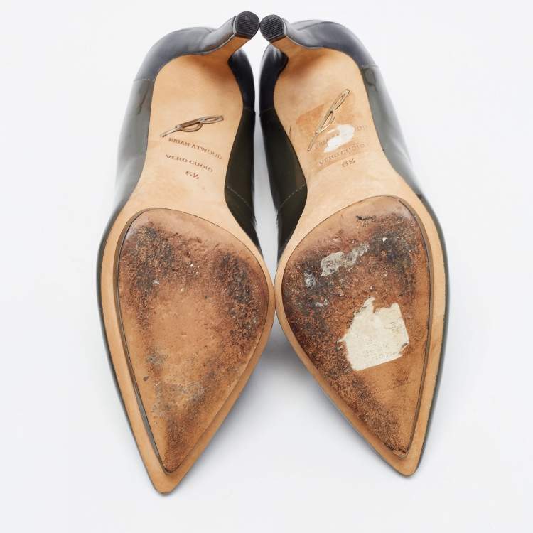 مملوكة مسبقًا Brian Atwood Two Tone Patent and Leather Platform Pumps Size 37