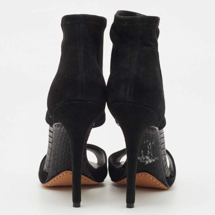 Pre Owned Brian Atwood Black Suede Correns Ankle Cuff Sandals Size 39.5