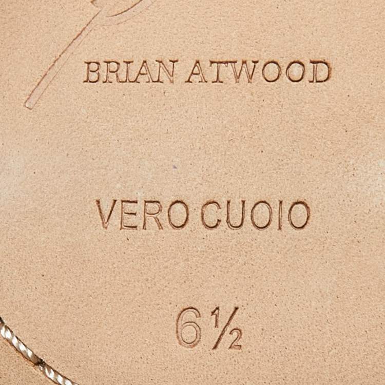 Pre Owned Brian Atwood Gold Laminated Leather Slingback Pumps Size 37