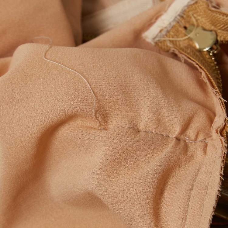Pre Owned Bronx & Banco Beige Metallic Jersey and Tulle Florence Strapless Mini Dress S