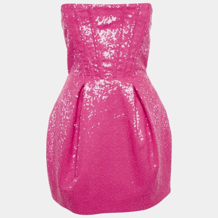 Pre Owned Bronx & Banco Pink Sequin Strapless Corset Maraya Mini Dress S