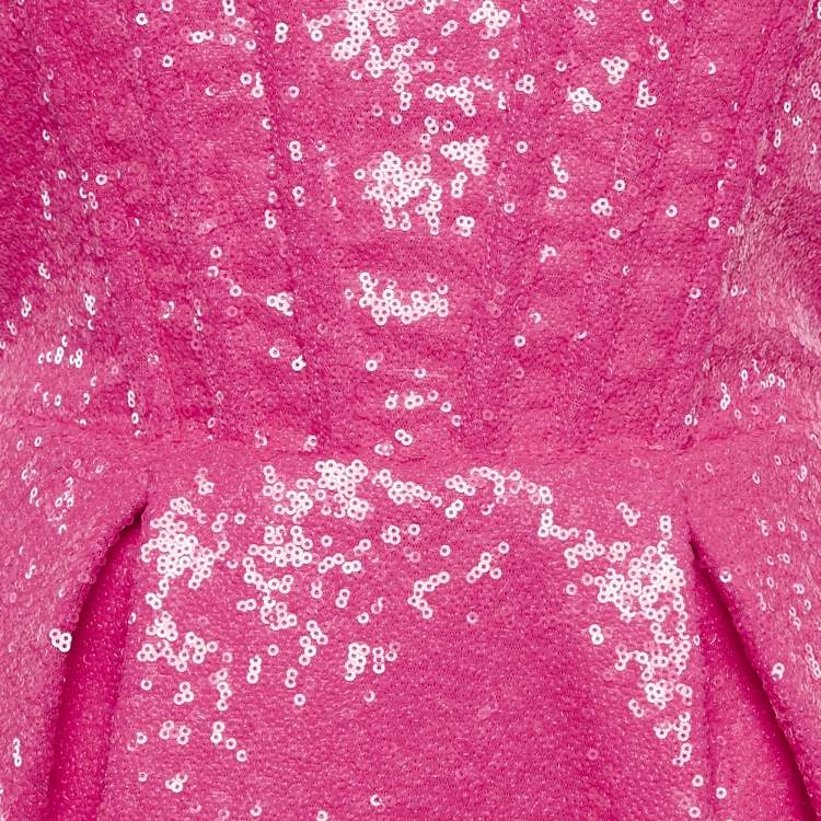 Pre Owned Bronx & Banco Pink Sequin Strapless Corset Maraya Mini Dress S