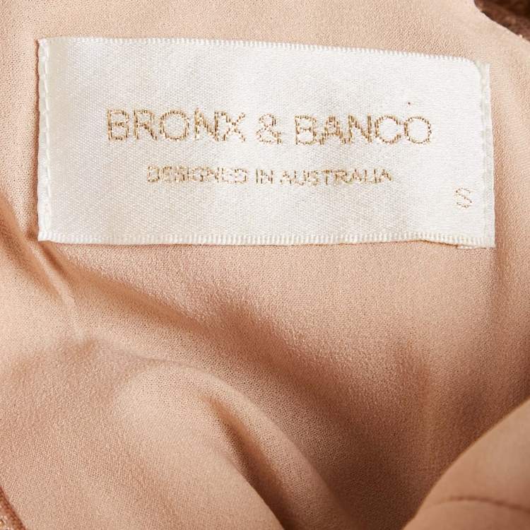 Pre Owned Bronx & Banco Beige Glitter Embellished Tulle Bustier Midi Dress S