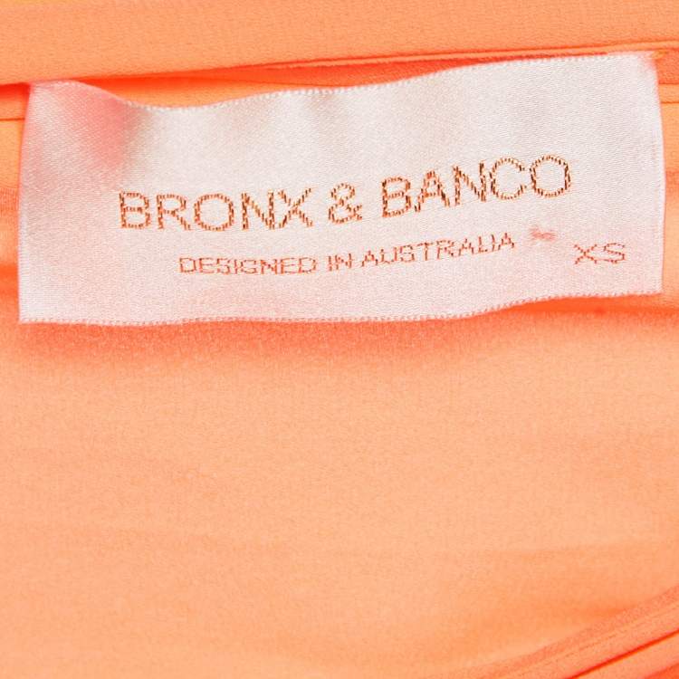 Pre Owned Bronx & Banco Orange Crepe Pleated One Shoulder Jafari Gown XS