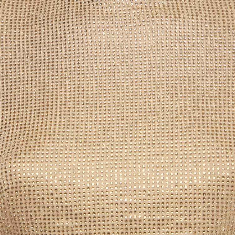 Pre Owned Bronx & Banco Beige Studded Jersey Zip-Up Cropped Jacket M