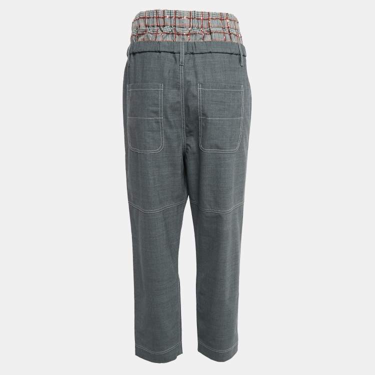 Pre Owned Brunello Cucinelli Medium Grey Sequin Detailed Pants S
