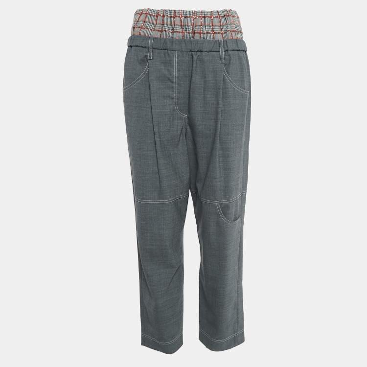 Pre Owned Brunello Cucinelli Medium Grey Sequin Detailed Pants S