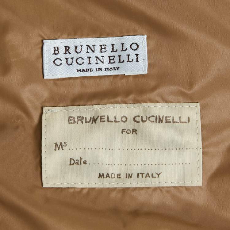 Pre Owned Brunello Cucinelli Beige Silk Monili Detail Down Jacket M