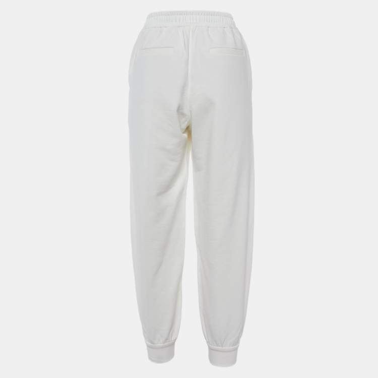 Pre Owned Brunello Cucinelli White Cotton Monili Detail Jogger Pants XXS 