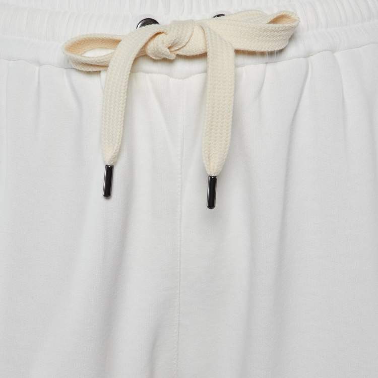 Pre Owned Brunello Cucinelli White Cotton Monili Detail Jogger Pants XXS 