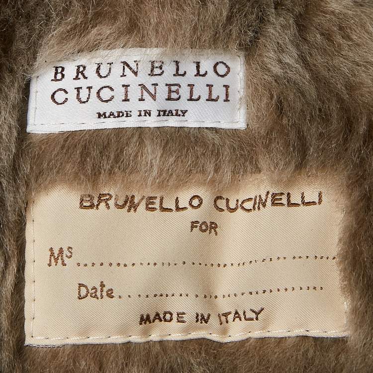 Pre Owned Brunello Cucinelli Black Leather Shearling Trimmed Zip-Up Jacket M