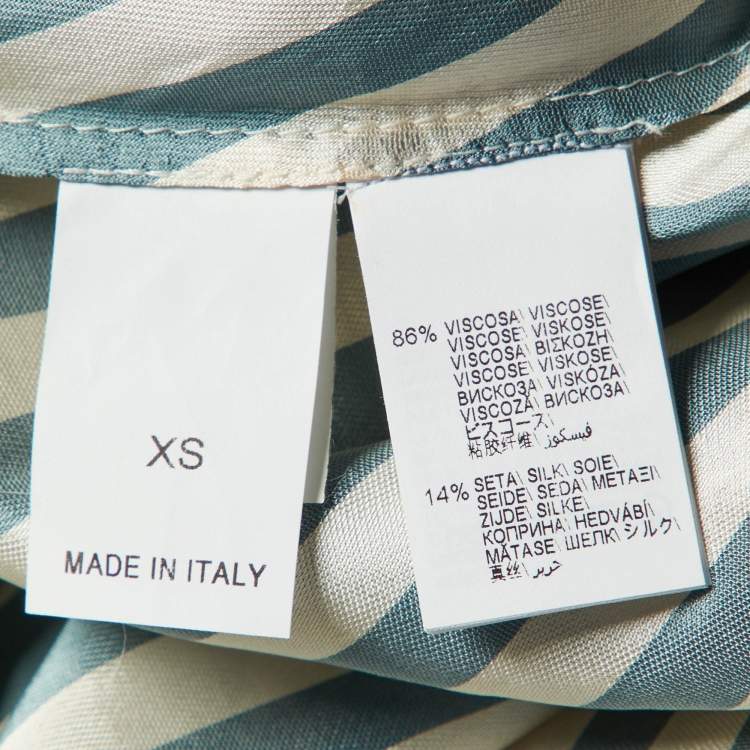 Pre Owned Brunello Cucinelli Blue Striped Organza Monili Halter Neck Top XS