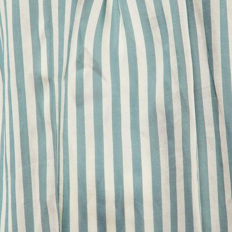 Pre Owned Brunello Cucinelli Blue Striped Organza Monili Halter Neck Top XS