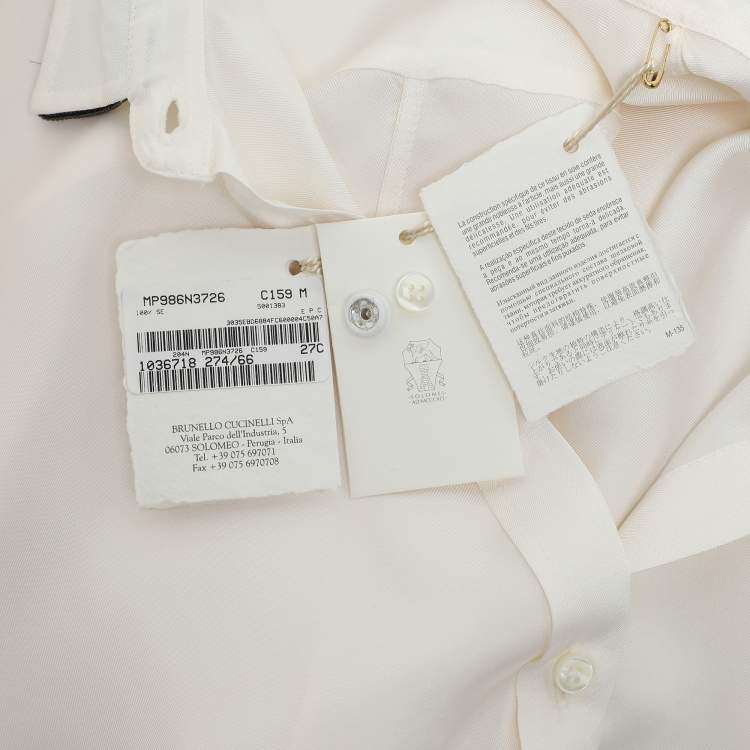 Pre Owned Brunello Cucinelli White Silk Button Front Shirt Dress M