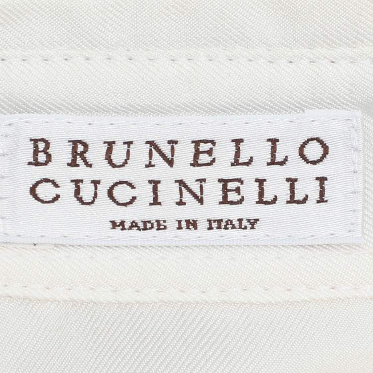 Pre Owned Brunello Cucinelli White Silk Button Front Shirt Dress M