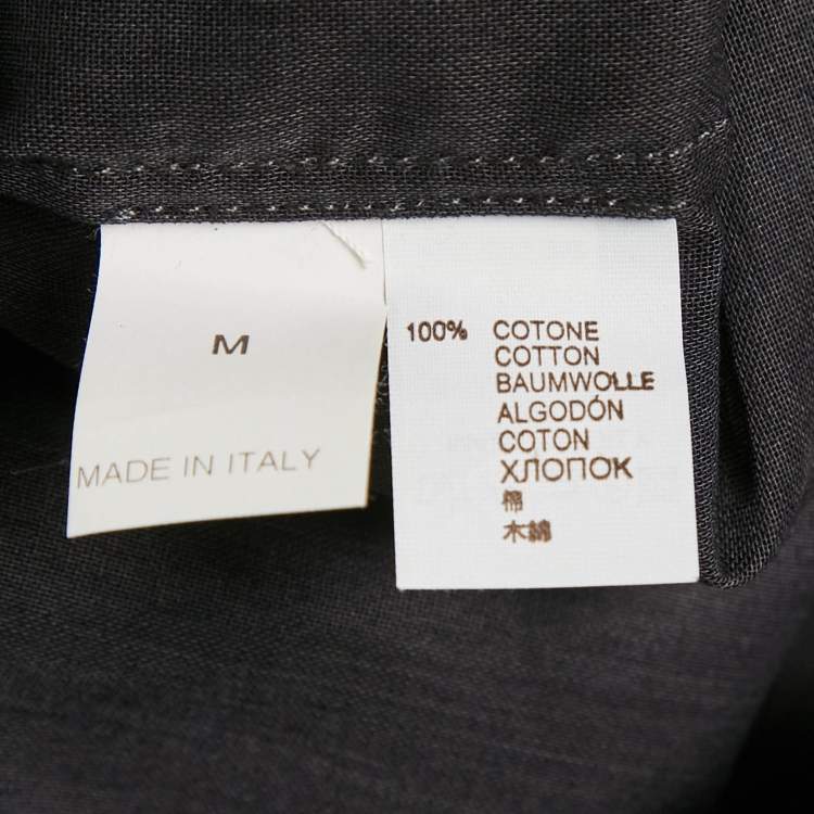 Pre Owned Brunello Cucinelli Black Cotton Single Buttoned Shirt M