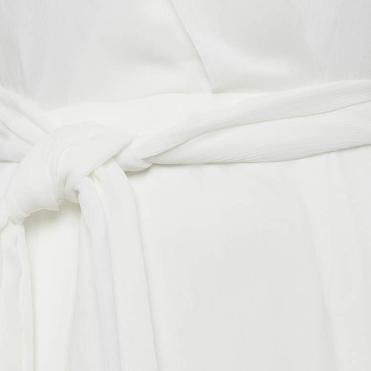 Pre Owned Elliatt White Chiffon Ruffled Asymmetric Genevieve Dress XS