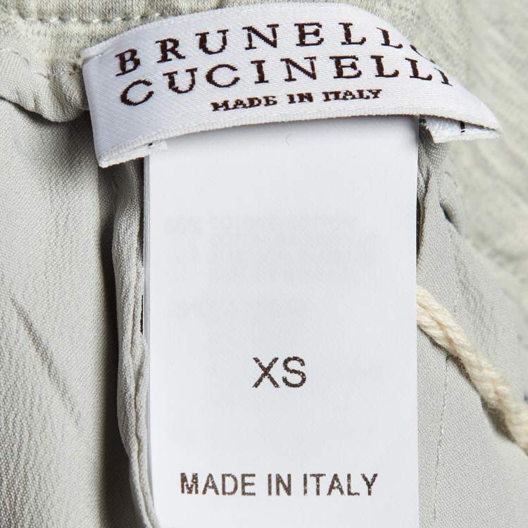 Pre Owned Brunello Cucinelli Grey Jersey Wide Leg Drawstring Pants XS