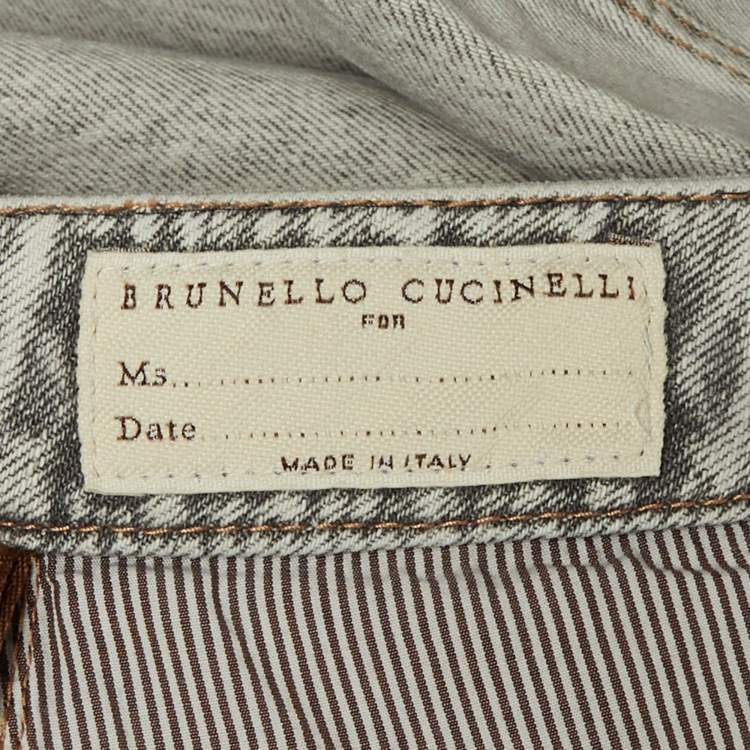 Pre Owned Brunello Cucinelli Light Grey Denim The Straight Leg Jeans S/Waist 28"